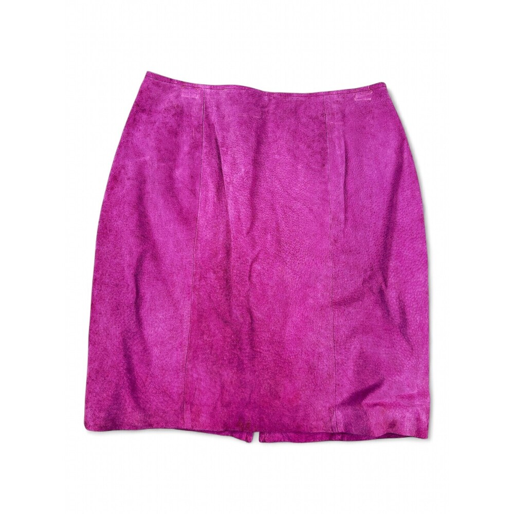 Chia 100% Leather Pencil Skirt Sz 12 Magenta